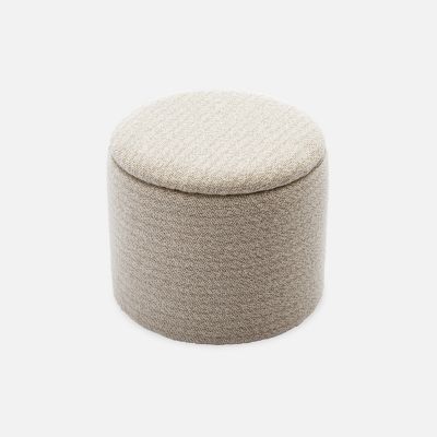 Pouf blanc en tissu avec rangement pour coussins ou plaids