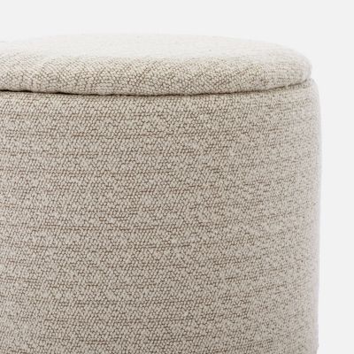 Pouf blanc en tissu avec rangement pour coussins ou plaids