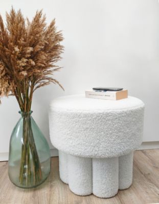 Pouf bouclette blanc ⌀45cm x H.41 cm Ornami