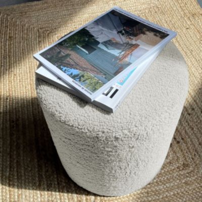 Pouf bouclette rond écru l.33 x H.40cm