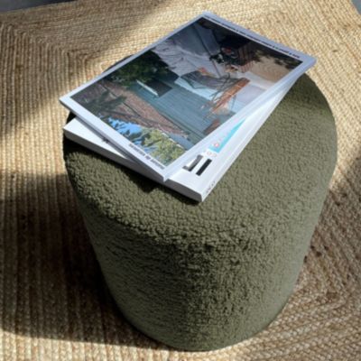 Pouf bouclette rond vert l.33 x H.40cm