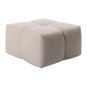 Pouf carré en tissu texturé beige TRIMALDI