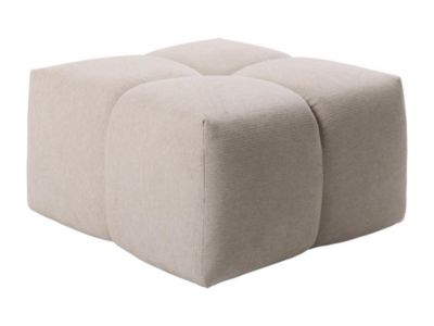 Pouf carré en tissu texturé beige TRIMALDI