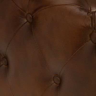 Pouf "Chester" - bois et cuir - marron - Atmosphera