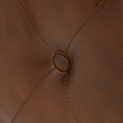 Pouf "Chester" - bois et cuir - marron - Atmosphera