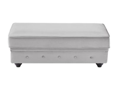 Pouf coffre de rangement en velours gris clair CHESTERFIELD