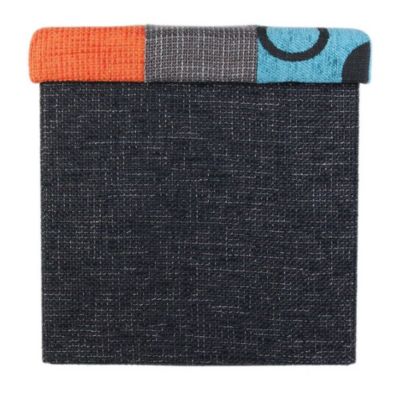 Pouf Coffre Pliable Motif Patchwork Gris