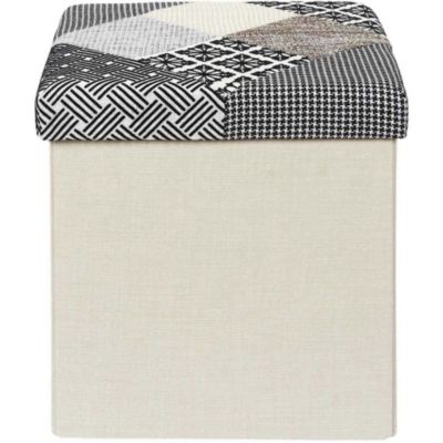 Pouf coffre pliable Patchwork gris