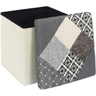 Pouf coffre pliable Patchwork gris