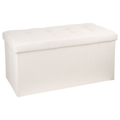 Pouf coffre pliant Beige, L. 76 x l. 38 x H. 38 cm, LYSANDRE