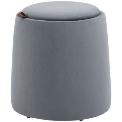Pouf coffre table basse d'appoint 3 en 1 - couvercle amovible double face - dia. 44 x 47,5 cm - velours gris