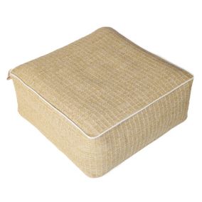 Pouf d'extérieur effet raphia carré - 58x58x25cm