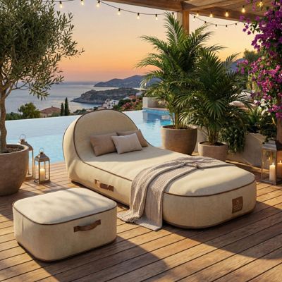 Pouf de jardin gonflable NUMA Collection Aloha - blanc cassé