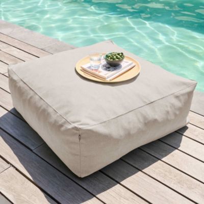 Pouf de jardin tissu polypropylène olefin beige Oviala Mixi