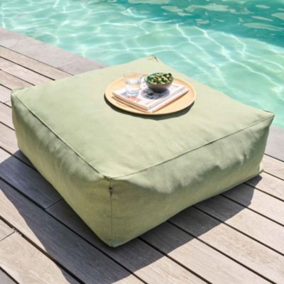 Pouf de jardin tissu polypropylène olefin vert Oviala Mixi
