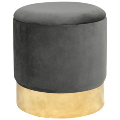 Pouf de Rangement avec Couvercle AKORD GOLDEN velour colour Gris Graphite hauteur 40 cm