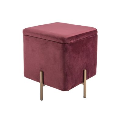 Pouf design effet velours chic Snog - H. 47 cm - Rouge terracotta