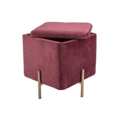 Pouf design effet velours chic Snog - H. 47 cm - Rouge terracotta