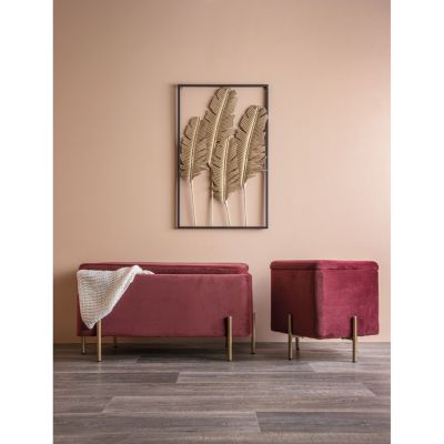 Pouf design effet velours chic Snog - H. 47 cm - Rouge terracotta