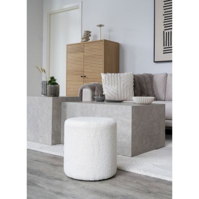 Pouf Ejby, Blanc, Tissu, 34x34x36 cm, EPIKASA