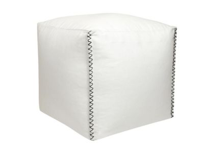 Pouf en coton blanc OURIKA - Vente-unique