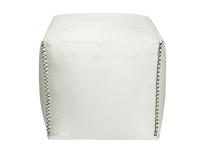 Pouf en coton blanc OURIKA - Vente-unique