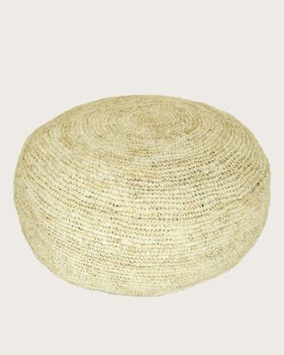 Pouf en raffia naturel tressé - Uniqka