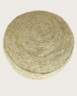 Pouf en raffia naturel tressé - Uniqka