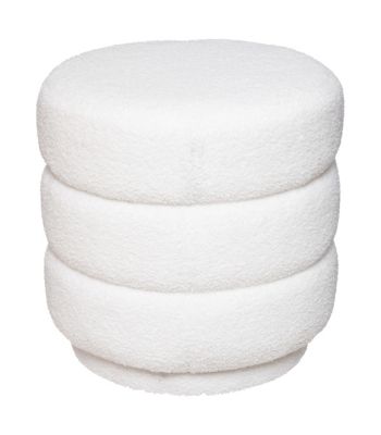 Pouf en Tissu bouclé Blanc D 40 x H 40 cm