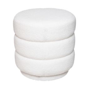 Pouf en Tissu bouclé Blanc D 40 x H 40 cm