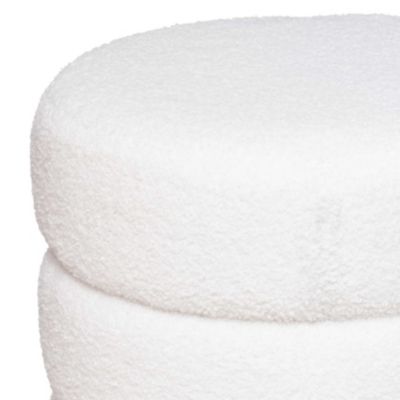 Pouf en Tissu bouclé Blanc D 40 x H 40 cm