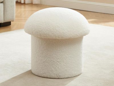 Pouf en tissu bouclette blanc VALEZIO