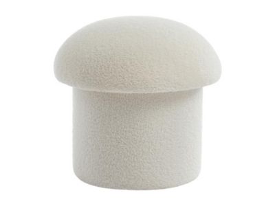 Pouf en tissu bouclette blanc VALEZIO