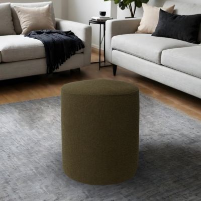 Pouf en tissu bouclette vert kaki Ø33 x H. 39cm JBY Création