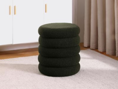 Pouf en tissu bouclette vert sapin ECAMBI