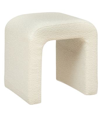 Pouf en tissu à bouclettes Blanc 41 x H 43 cm