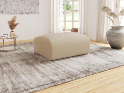 Pouf en tissu texturé beige POGNI de Maison Céphy