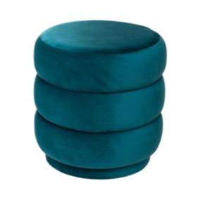 Pouf en Velours Bleu carnard D 40 x H 40 cm