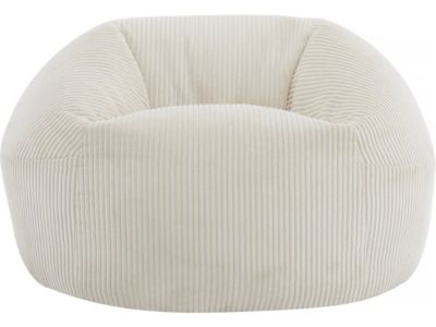 Pouf en velours côtelé  "Cusco"  80 x 74 x 49 cm  Beige
