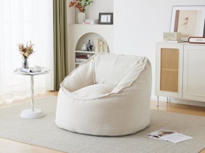 Pouf en velours côtelé "Santiago"  105 x 105 x 70 cm  Beige