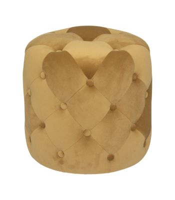 Pouf en Velours Capitonné Jaune Ocre 38 x 38 cm