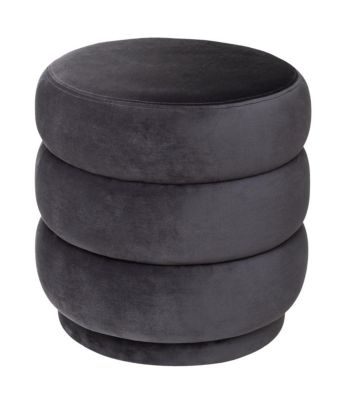 Pouf en Velours Gris D 40 x H 40 cm