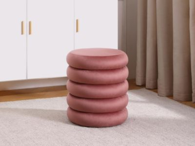 Pouf en velours rose ECAMBI - Vente-unique