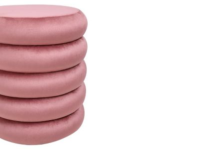 Pouf en velours rose ECAMBI - Vente-unique