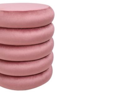 Pouf en velours rose ECAMBI - Vente-unique