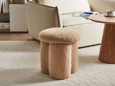 Pouf  entissu beige CARRINGTON