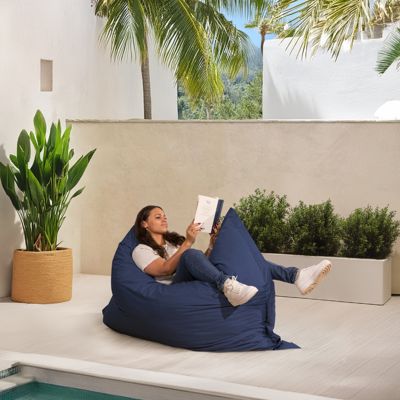 Pouf extérieur imperméable anti-uv déhoussable BANANAIR 140 x 180 cm bleu