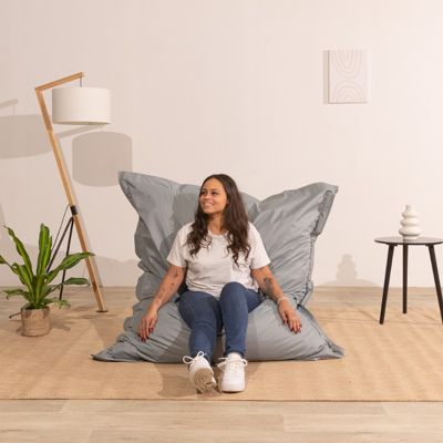 Pouf extérieur imperméable anti-uv déhoussable BANANAIR 140 x 180 cm gris clair