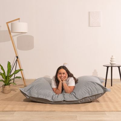 Pouf extérieur imperméable anti-uv déhoussable BANANAIR 140 x 180 cm gris clair