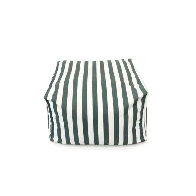 Pouf exterieur rayé vert déperlant 55x65x35 cm POSITANO